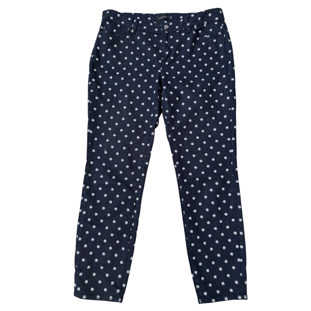 Ann Taylor The Skinny Ankle Whimsygoth Retro Modern Fit Pants Navy Daisy 10
